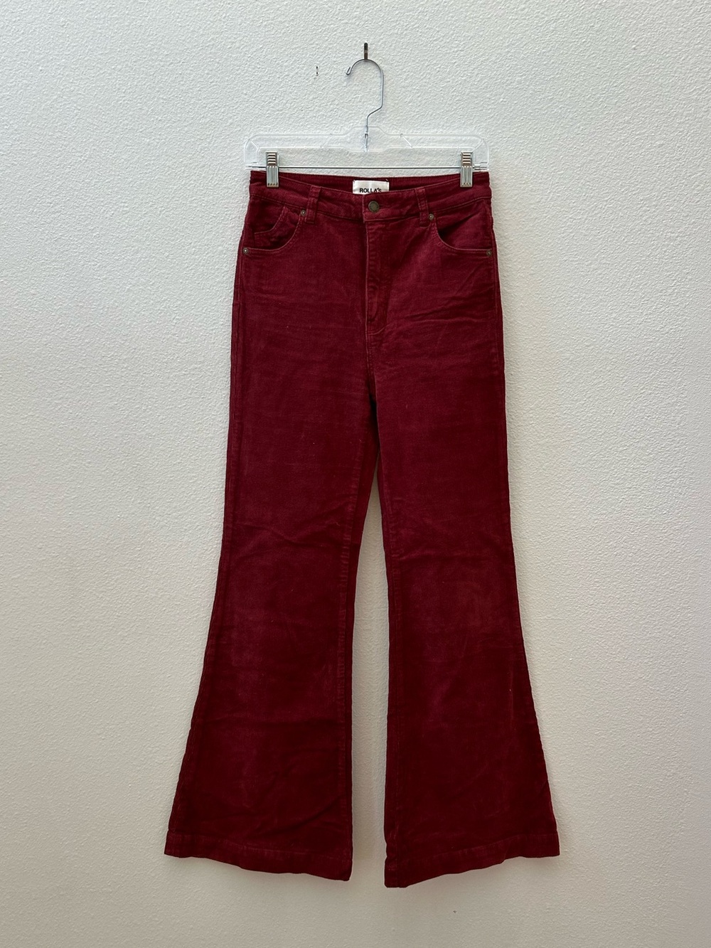 Rolla’s burgundy East Coast Flare corduroy pant